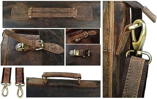 Retro 16-Inch Buffalo Hunter Leather Laptop Bag
