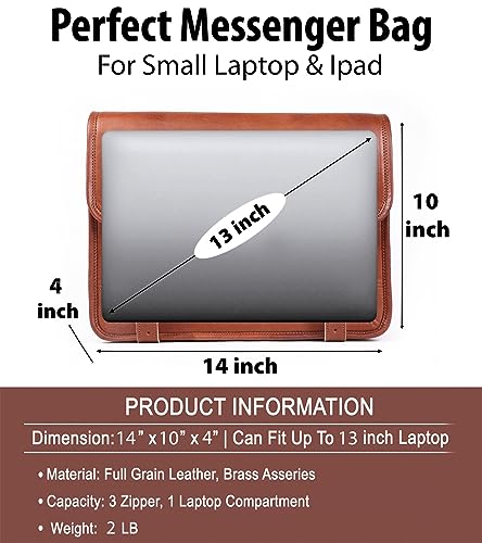 Alaska Exports Leather Laptop Messenger Bag