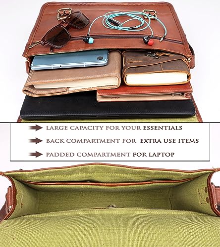 Alaska Exports Leather Laptop Messenger Bag
