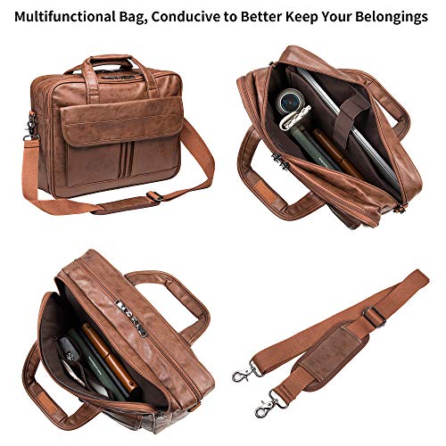 Brown Leather 15.6" Laptop Messenger Bag