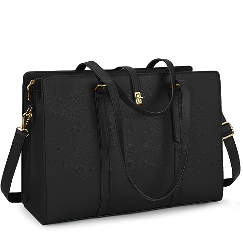 Stylish 15.6-Inch Leather Laptop Tote Bag