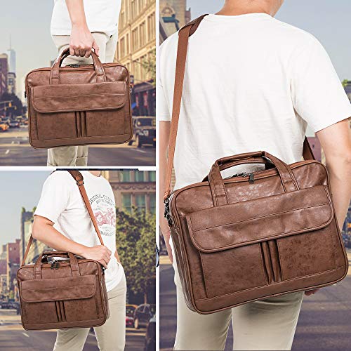 Brown Leather 15.6" Laptop Messenger Bag