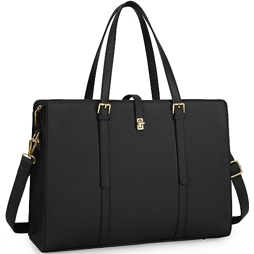 Stylish 15.6-Inch Leather Laptop Tote Bag