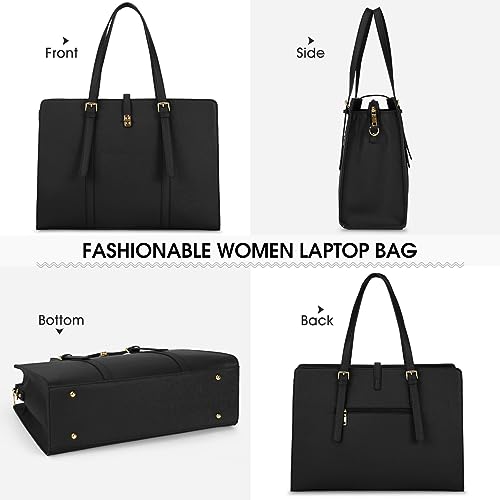 Stylish 15.6-Inch Leather Laptop Tote Bag