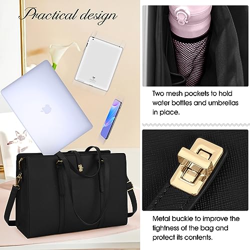 Stylish 15.6-Inch Leather Laptop Tote Bag