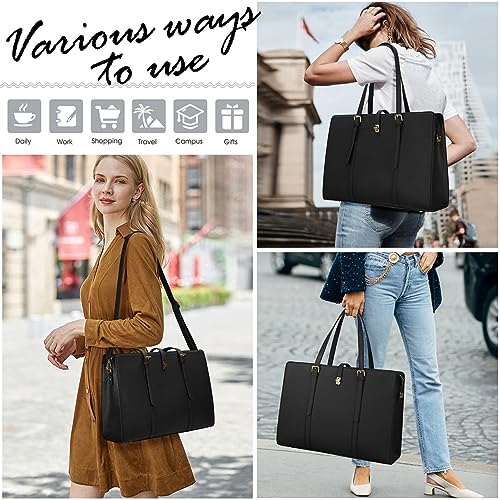 Stylish 15.6-Inch Leather Laptop Tote Bag