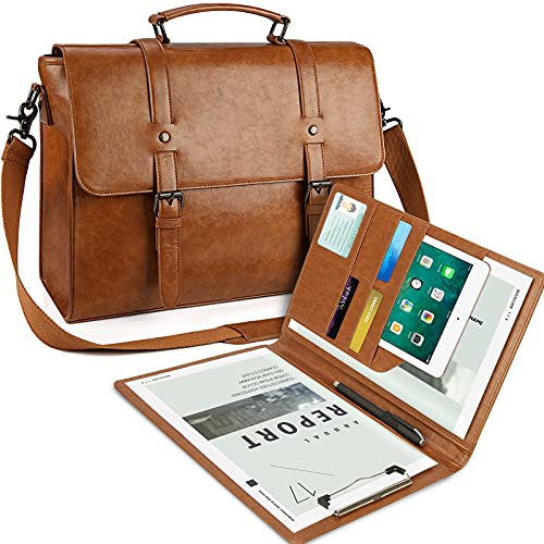 Vintage Leather Laptop Messenger Bag for Work