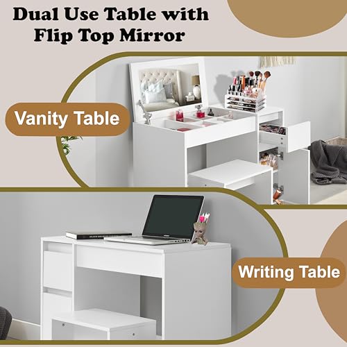 Blisswood Vanity Makeup Table with Mirror & Stool