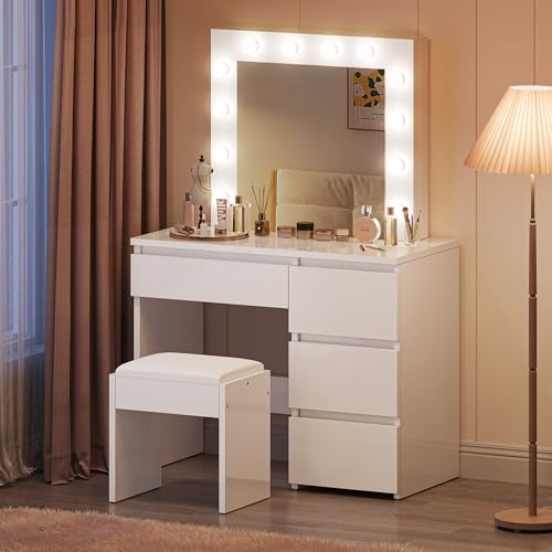 YITAHOME LED Vanity Table with Adjustable Mirror