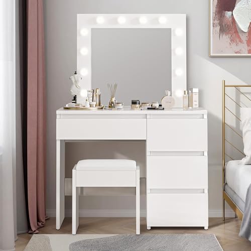 YITAHOME LED Vanity Table with Adjustable Mirror