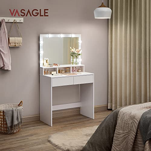 Modern LED Vanity Table with Large Mirror