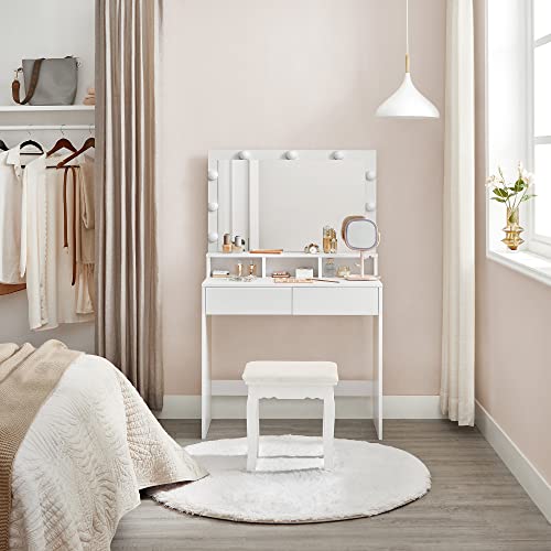Modern LED Vanity Table with Large Mirror