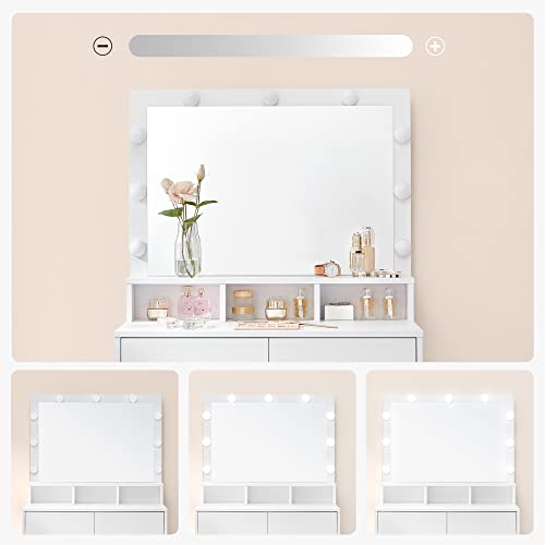 Modern LED Vanity Table with Large Mirror