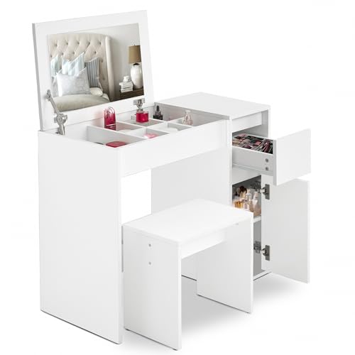 Blisswood Vanity Makeup Table with Mirror & Stool