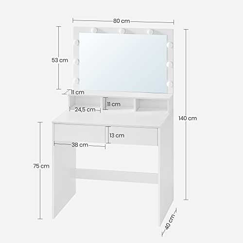 Modern LED Vanity Table with Large Mirror