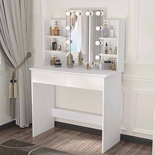 Modern LED Dressing Table with Adjustable Mirror