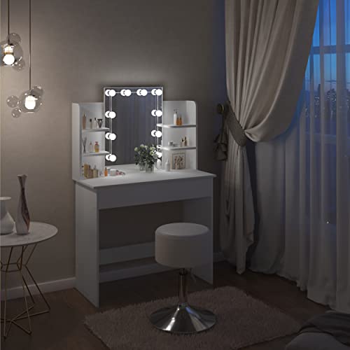 Modern LED Dressing Table with Adjustable Mirror