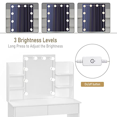 Modern LED Dressing Table with Adjustable Mirror