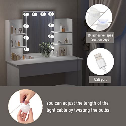 Modern LED Dressing Table with Adjustable Mirror