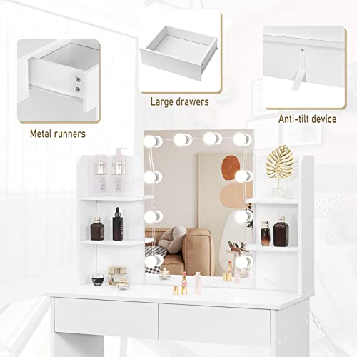 Modern LED Dressing Table with Adjustable Mirror