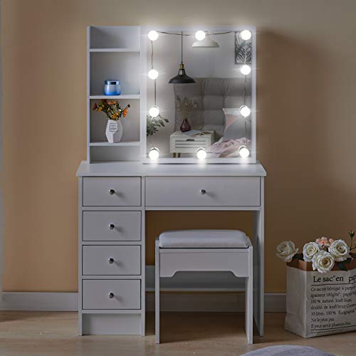 TUKAILAi Hollywood LED Vanity Makeup Dressing Table
