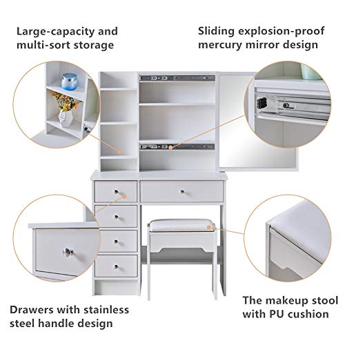 TUKAILAi Hollywood LED Vanity Makeup Dressing Table