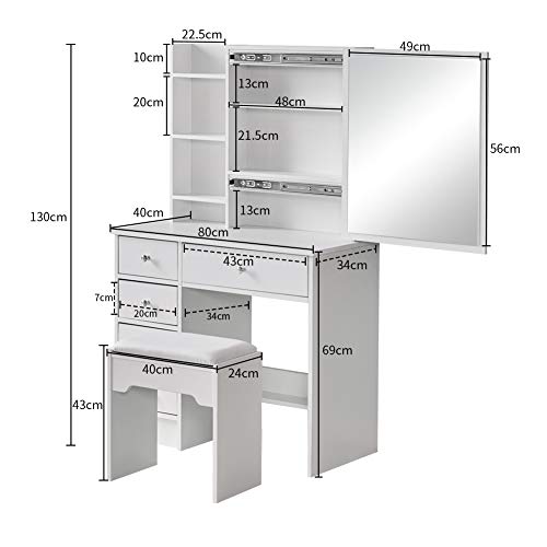 TUKAILAi Hollywood LED Vanity Makeup Dressing Table