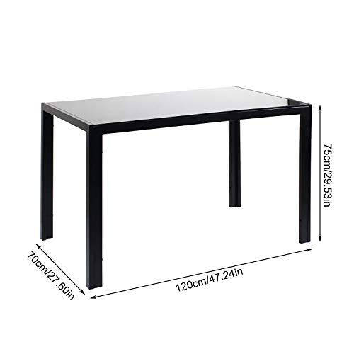Black Glass Dining Table with 4 Chairs Set