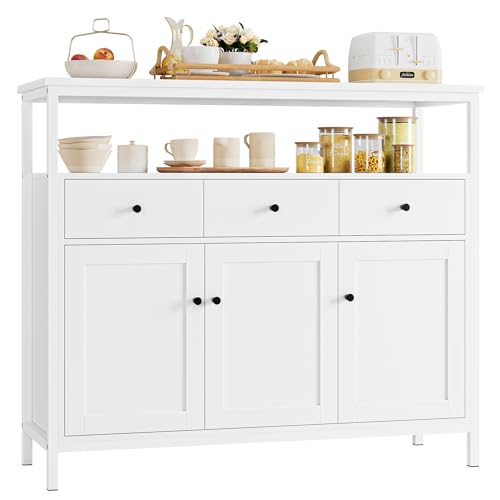 Modern White Sideboard Storage Cabinet with 3 Doors