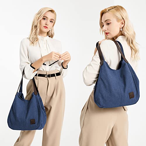 Kono Women's Navy Canvas Hobo Tote Bag
