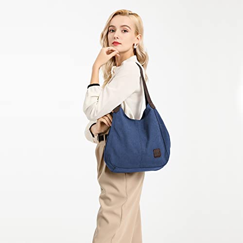Kono Women's Navy Canvas Hobo Tote Bag