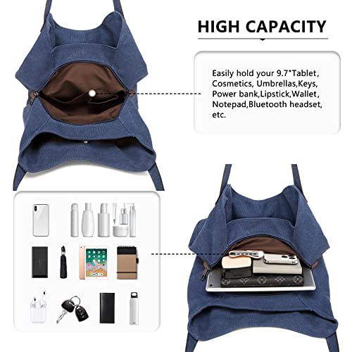 Kono Women's Navy Canvas Hobo Tote Bag
