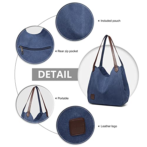 Kono Women's Navy Canvas Hobo Tote Bag