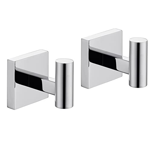 KOKOSIRI Chrome Stainless Steel Robe Hooks - 2 Pack