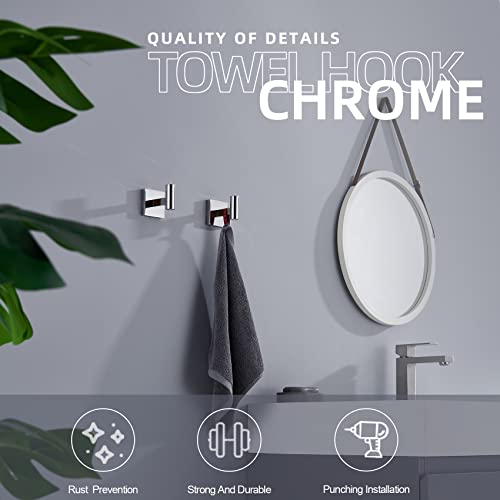 KOKOSIRI Chrome Stainless Steel Robe Hooks - 2 Pack