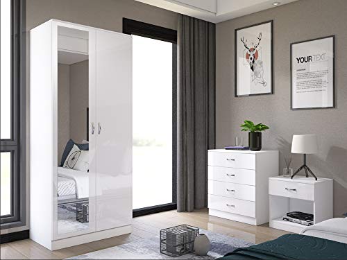 Glossy Mirrored 3-Piece Bedroom Furniture Set