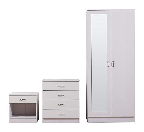 Glossy Mirrored 3-Piece Bedroom Furniture Set