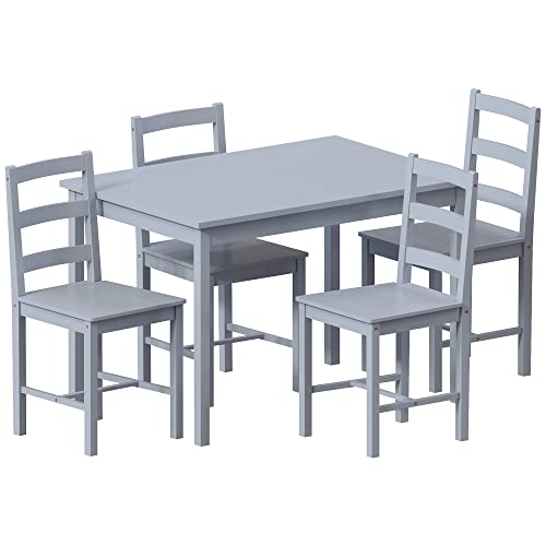 Yorkshire 4-Seater Grey Dining Table & Chairs Set