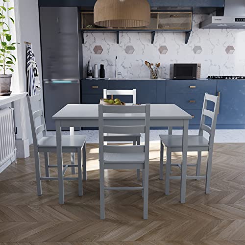Yorkshire 4-Seater Grey Dining Table & Chairs Set