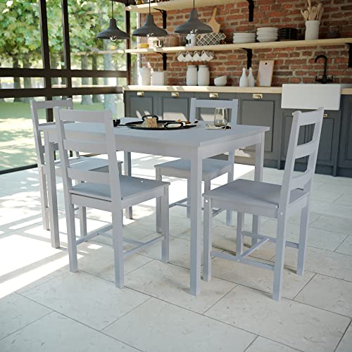 Yorkshire 4-Seater Grey Dining Table & Chairs Set