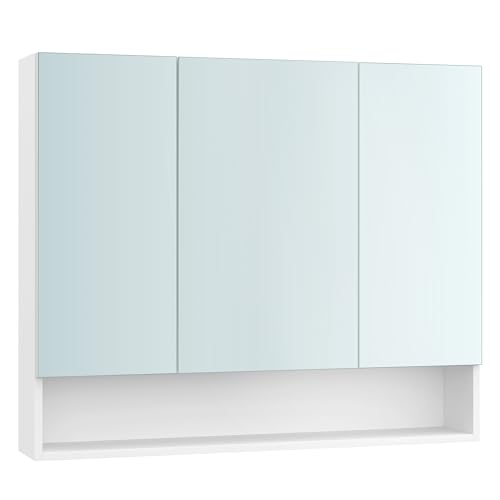 VASAGLE Cloud White Bathroom Mirror Cabinet