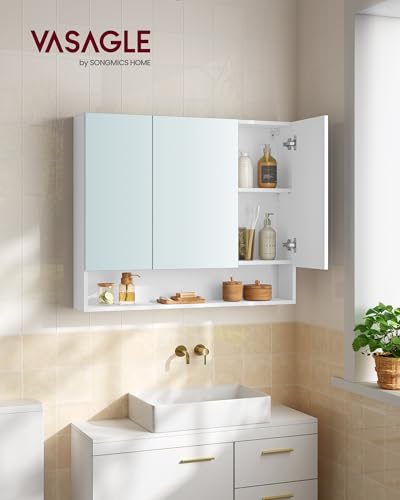 VASAGLE Cloud White Bathroom Mirror Cabinet