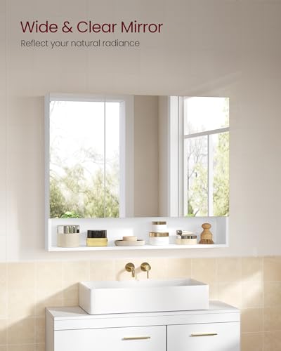 VASAGLE Cloud White Bathroom Mirror Cabinet