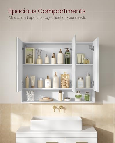 VASAGLE Cloud White Bathroom Mirror Cabinet