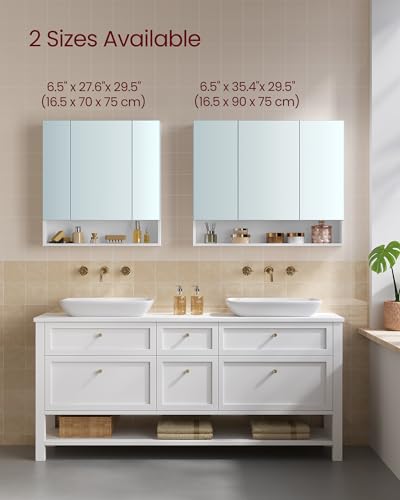 VASAGLE Cloud White Bathroom Mirror Cabinet