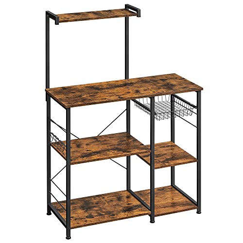 VASAGLE Industrial Kitchen Shelf with Metal Basket