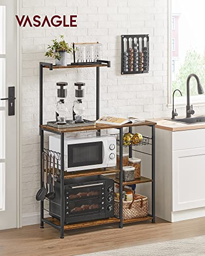 VASAGLE Industrial Kitchen Shelf with Metal Basket