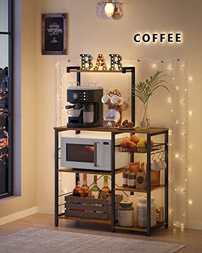 VASAGLE Industrial Kitchen Shelf with Metal Basket