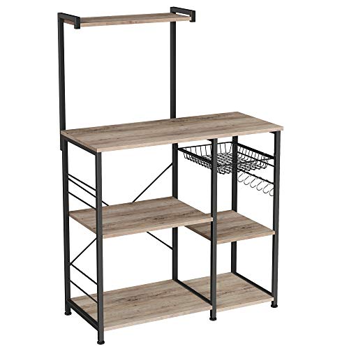 VASAGLE Kitchen Baker's Rack with Shelves & Hooks