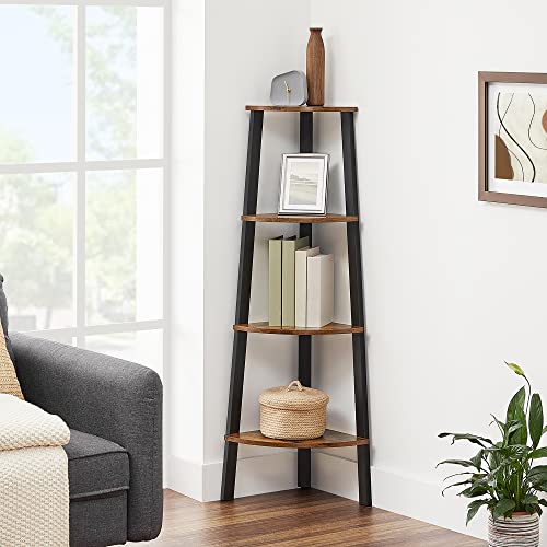 VASAGLE Industrial 4-Tier Corner Shelf Bookcase